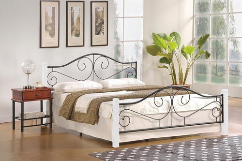 Halmar 200 x 160 cm Pat din lemn si metal Violetani Alb / Negru