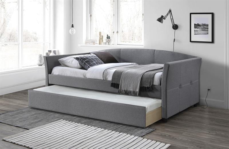 Pat / Divan tapitat cu stofa si sertar Sanny Gri, 200 x 90 cm (1)