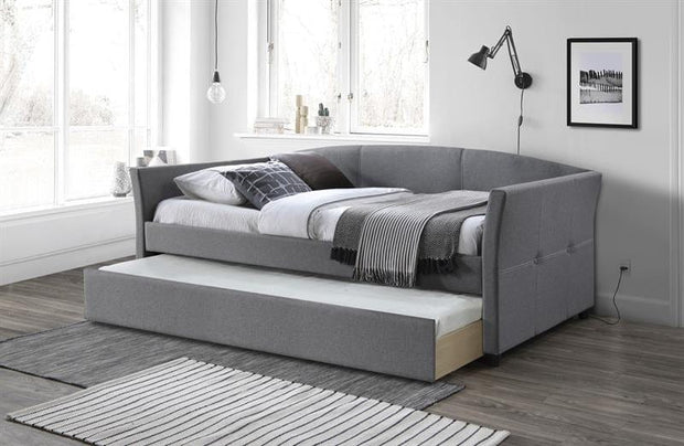 Pat / Divan tapitat cu stofa si sertar Sanny Gri, 200 x 90 cm (1)