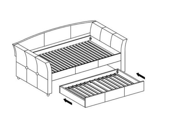 Pat / Divan tapitat cu stofa si sertar Sanny Gri, 200 x 90 cm (2)