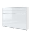 Pat rabatabil pe perete, cu mecanism pneumatic si somiera inclusa, Bed Concept Horizontal Alb Lucios, 200 x 140 cm