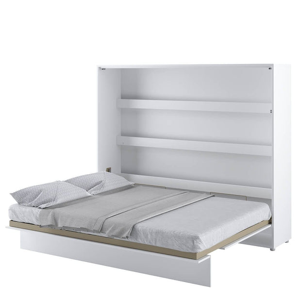 Lenart Pat rabatabil pe perete, cu mecanism pneumatic si somiera inclusa, Bed Concept Horizontal Alb Lucios, 200 x 160 cm