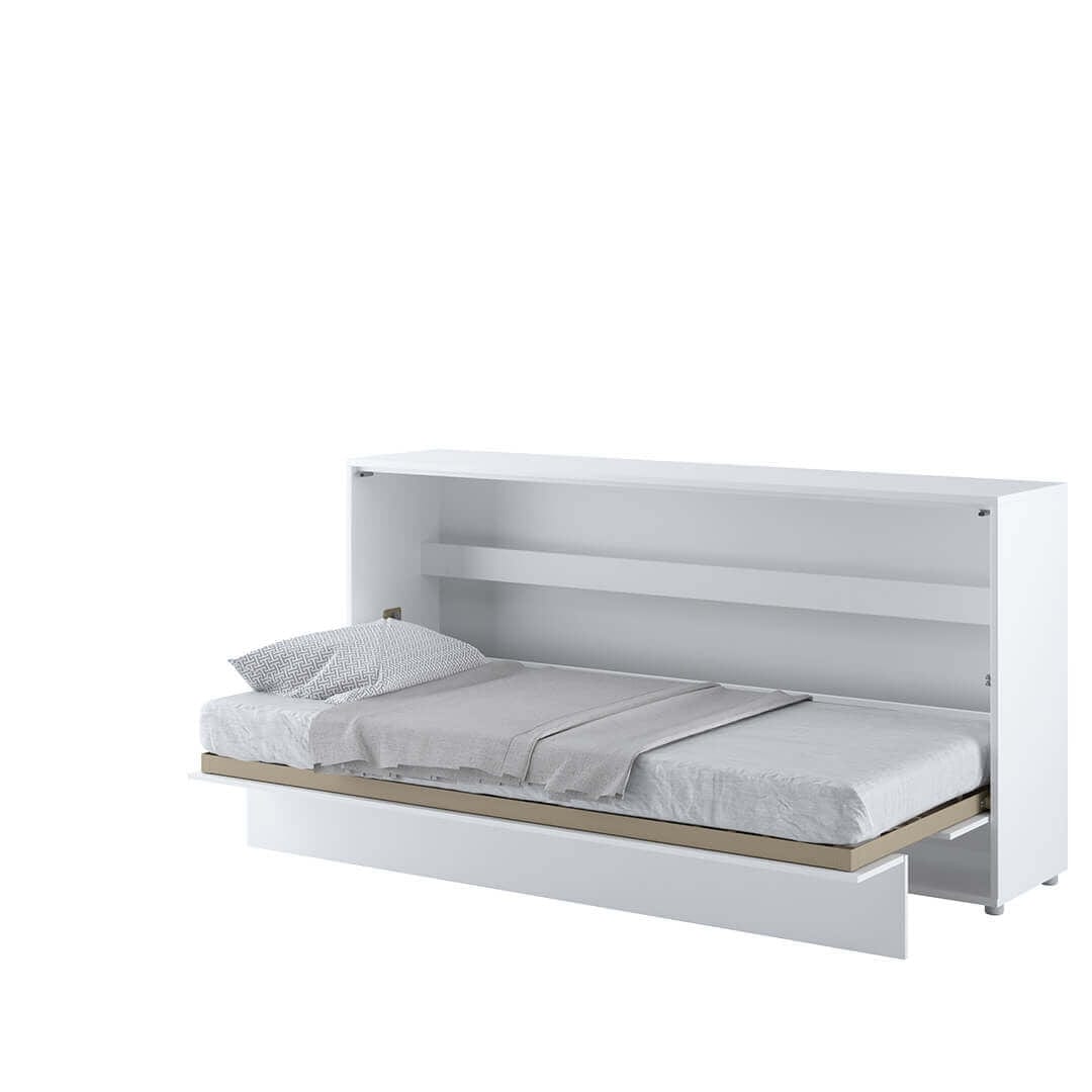 Pat rabatabil pe perete, cu mecanism pneumatic si somiera inclusa, Bed Concept Horizontal Alb Lucios, 200 x 90 cm (1)