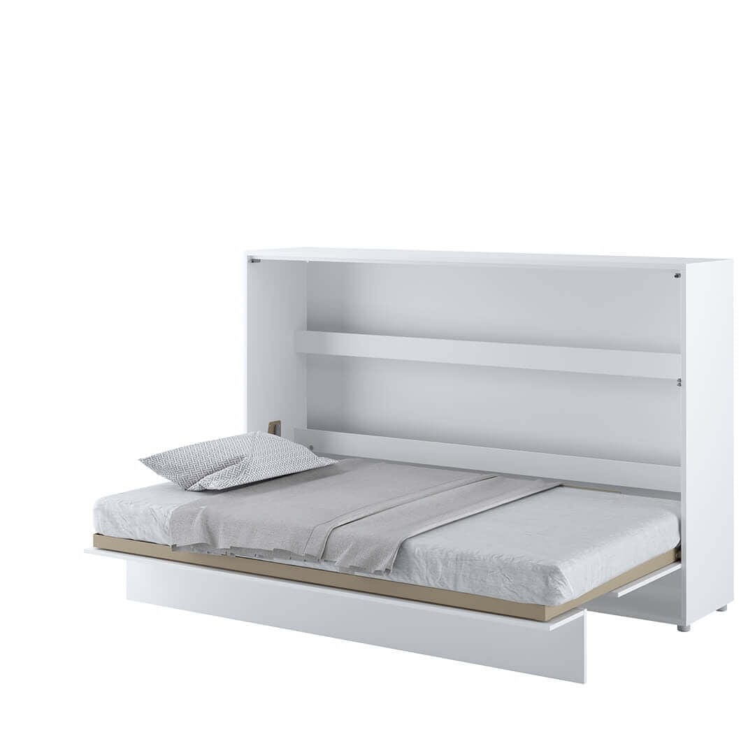 Lenart Pat rabatabil pe perete, cu mecanism pneumatic si somiera inclusa, Bed Concept Horizontal Alb Mat, 200 x 120 cm