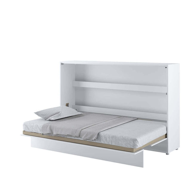 Lenart Pat rabatabil pe perete, cu mecanism pneumatic si somiera inclusa, Bed Concept Horizontal Alb Mat, 200 x 120 cm