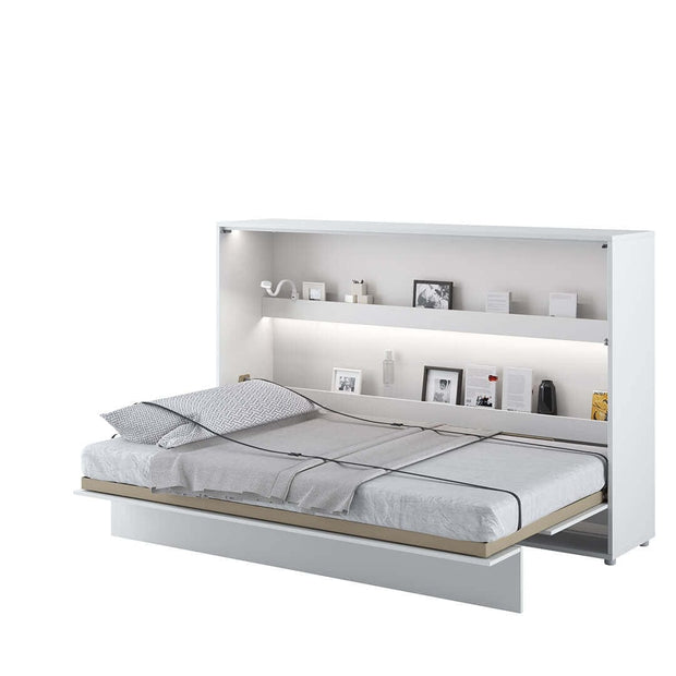 Lenart Pat rabatabil pe perete, cu mecanism pneumatic si somiera inclusa, Bed Concept Horizontal Alb Mat, 200 x 120 cm