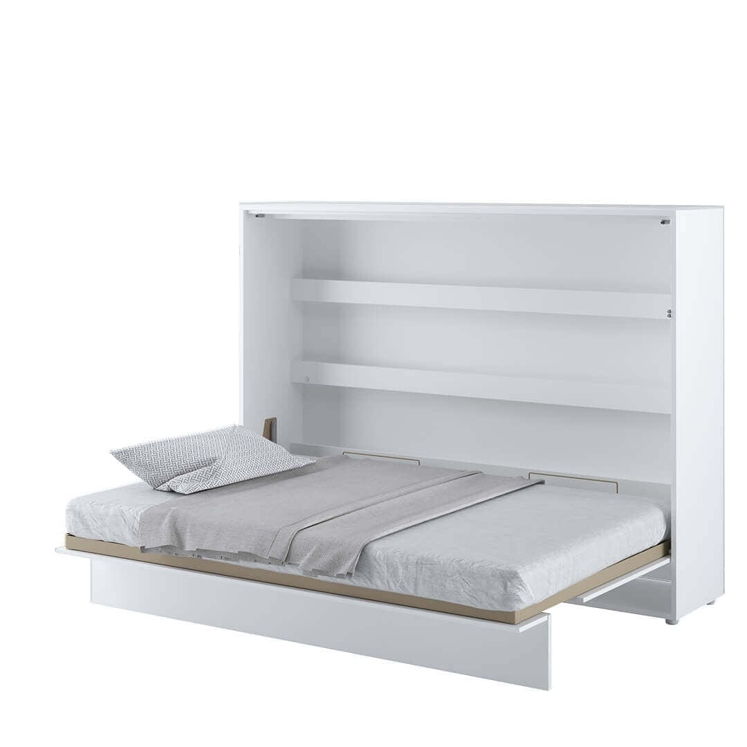 Lenart Pat rabatabil pe perete, cu mecanism pneumatic si somiera inclusa, Bed Concept Horizontal Alb Mat, 200 x 140 cm