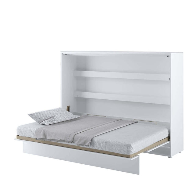Lenart Pat rabatabil pe perete, cu mecanism pneumatic si somiera inclusa, Bed Concept Horizontal Alb Mat, 200 x 140 cm