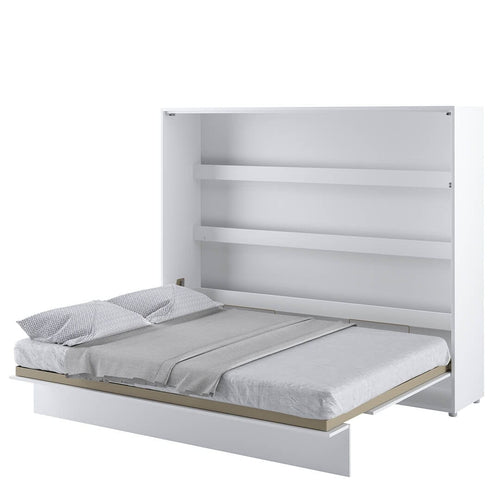 Lenart Pat rabatabil pe perete, cu mecanism pneumatic si somiera inclusa, Bed Concept Horizontal Alb Mat, 200 x 160 cm