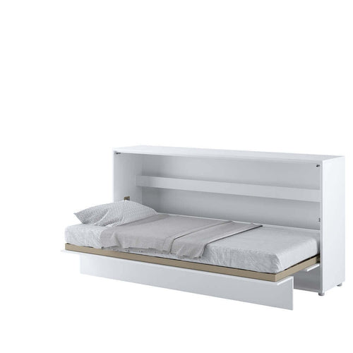 Pat rabatabil pe perete, cu mecanism pneumatic si somiera inclusa, Bed Concept Horizontal Alb Mat, 200 x 90 cm (1)