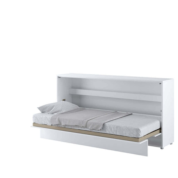 Pat rabatabil pe perete, cu mecanism pneumatic si somiera inclusa, Bed Concept Horizontal Alb Mat, 200 x 90 cm (1)