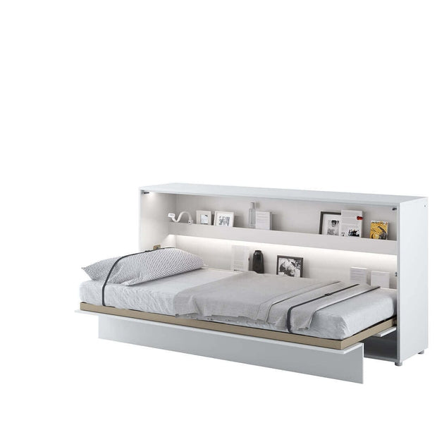 Pat rabatabil pe perete, cu mecanism pneumatic si somiera inclusa, Bed Concept Horizontal Alb Mat, 200 x 90 cm (2)