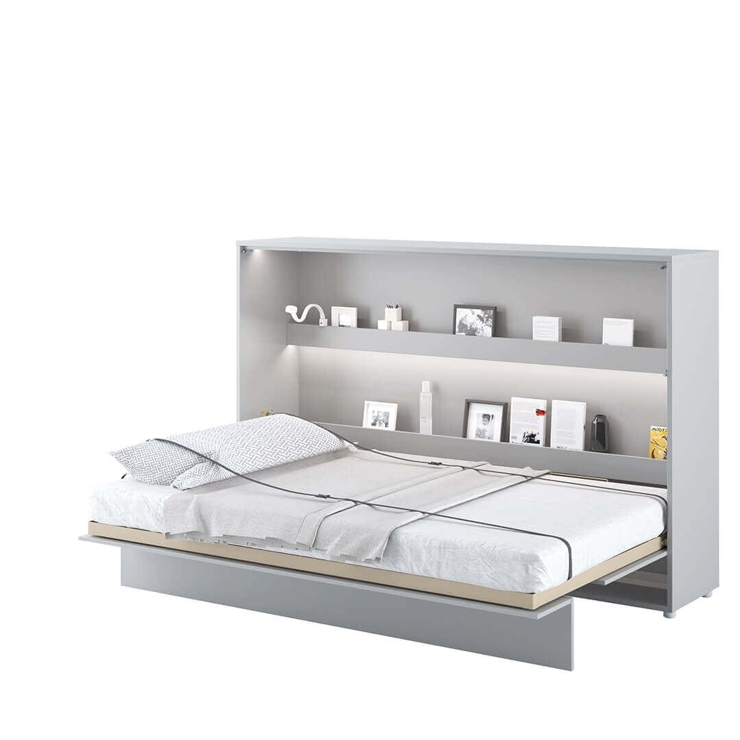 Lenart Pat rabatabil pe perete, cu mecanism pneumatic si somiera inclusa, Bed Concept Horizontal Gri Mat, 200 x 120 cm
