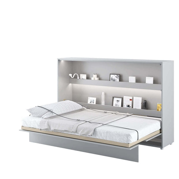 Lenart Pat rabatabil pe perete, cu mecanism pneumatic si somiera inclusa, Bed Concept Horizontal Gri Mat, 200 x 120 cm