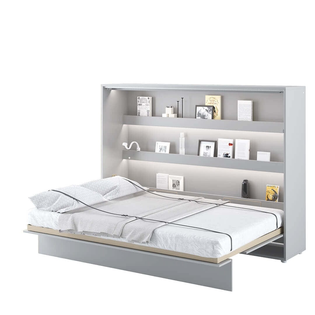 Lenart Pat rabatabil pe perete, cu mecanism pneumatic si somiera inclusa, Bed Concept Horizontal Gri Mat, 200 x 140 cm
