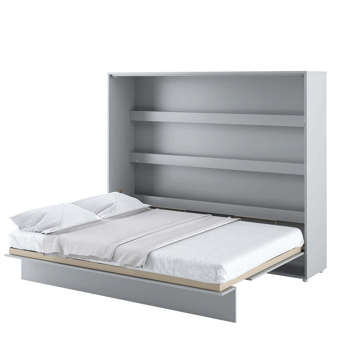 Lenart Pat rabatabil pe perete, cu mecanism pneumatic si somiera inclusa, Bed Concept Horizontal Gri Mat, 200 x 160 cm