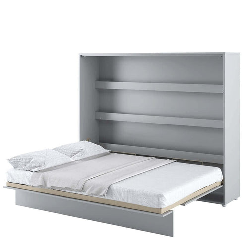 Lenart Pat rabatabil pe perete, cu mecanism pneumatic si somiera inclusa, Bed Concept Horizontal Gri Mat, 200 x 160 cm