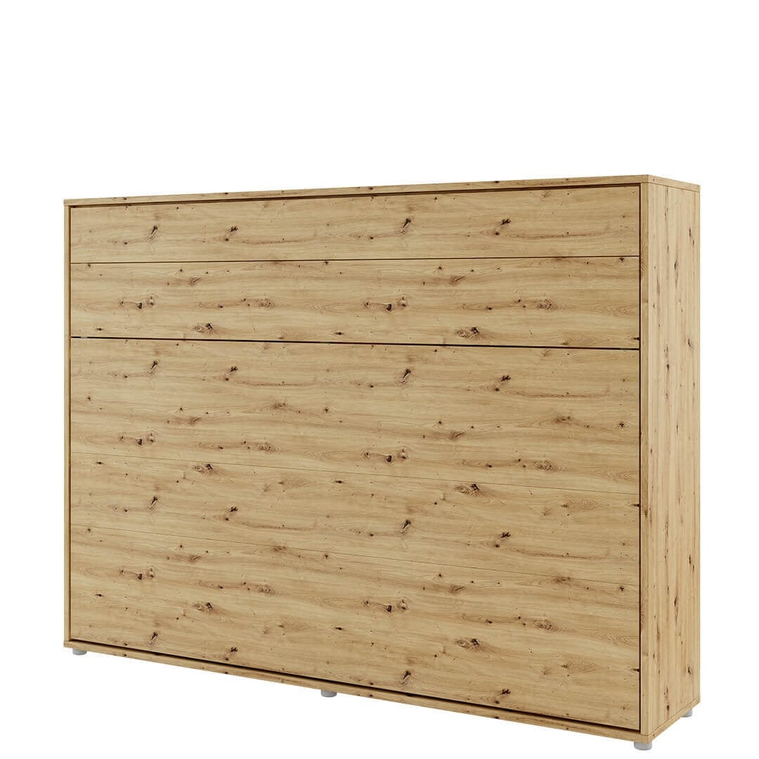 Lenart Pat rabatabil pe perete, cu mecanism pneumatic si somiera inclusa, Bed Concept Horizontal Stejar Artisan, 200 x 140 cm