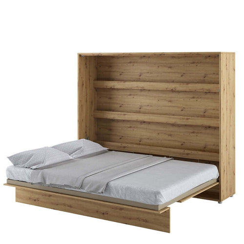Lenart Pat rabatabil pe perete, cu mecanism pneumatic si somiera inclusa, Bed Concept Horizontal Stejar Artisan, 200 x 160 cm