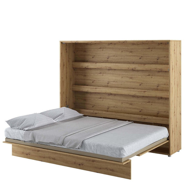 Lenart Pat rabatabil pe perete, cu mecanism pneumatic si somiera inclusa, Bed Concept Horizontal Stejar Artisan, 200 x 160 cm