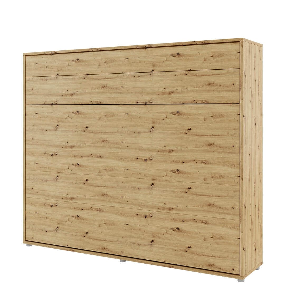 Pat rabatabil pe perete, cu mecanism pneumatic si somiera inclusa, Bed Concept Horizontal Stejar Artisan, 200 x 160 cm (1)