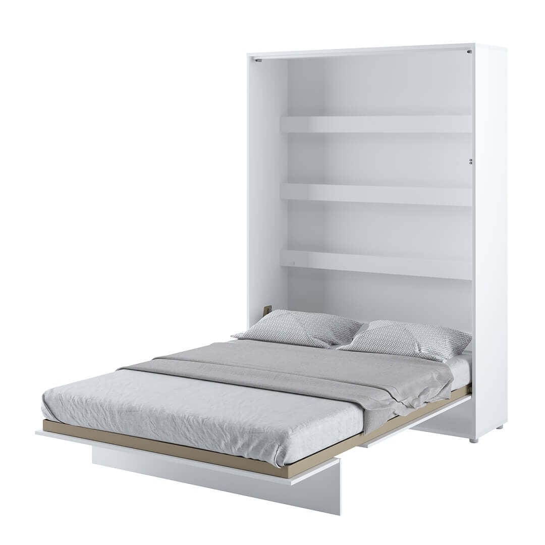 Lenart Pat rabatabil pe perete, cu mecanism pneumatic si somiera inclusa, Bed Concept Vertical Alb Lucios, 200 x 140 cm