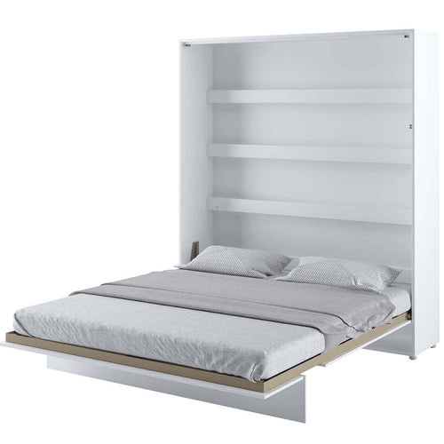 Lenart Pat rabatabil pe perete, cu mecanism pneumatic si somiera inclusa, Bed Concept Vertical Alb Lucios, 200 x 180 cm