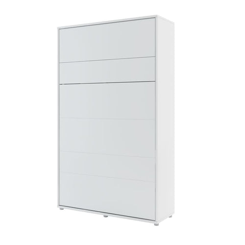 Pat rabatabil pe perete, cu mecanism pneumatic si somiera inclusa, Bed Concept Vertical Alb Mat, 200 x 120 cm