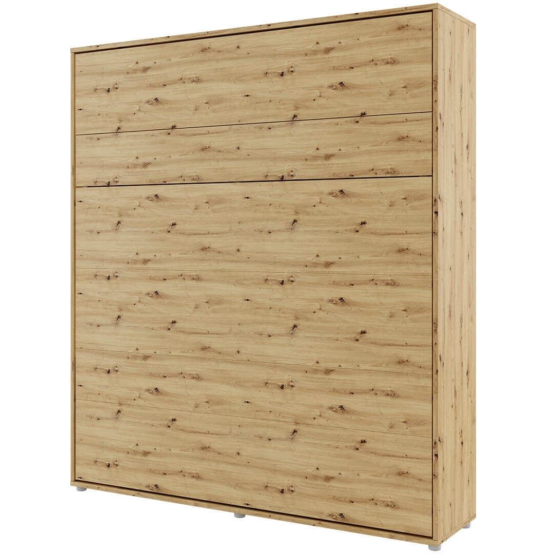 Lenart Pat rabatabil pe perete, cu mecanism pneumatic si somiera inclusa, Bed Concept Vertical Stejar Artisan, 200 x 180 cm