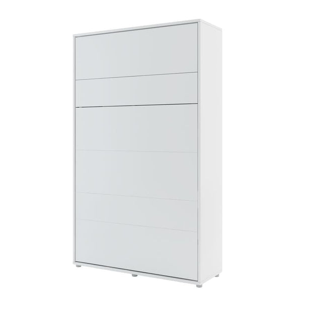 Pat rabatabil pe perete, cu mecanism pneumatic, sistem LED si somiera inclusa, Bed Concept Vertical Alb Mat, 200 x 120 cm (1)