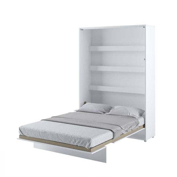 Pat rabatabil pe perete, cu mecanism pneumatic, sistem LED si somiera inclusa, Bed Concept Vertical Alb Mat, 200 x 140 cm (3)