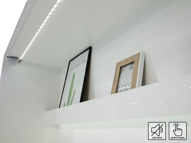 Pat rabatabil pe perete, cu mecanism pneumatic, sistem LED, somiera si 2 dulapuri BC07, Bed Concept Vertical Alb Mat, 200 x 140 cm, l241xA46xH218 cm (10)