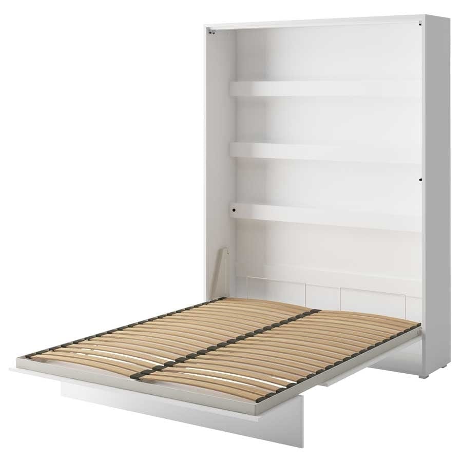 Pat rabatabil pe perete, cu mecanism pneumatic, somiera si 2 dulapuri BC07, Bed Concept Vertical Alb Mat, 200 x 180 cm, l281xA46xH218 cm (2)