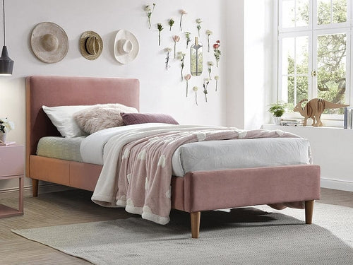 Pat tapitat cu stofa, Acelin Velvet Roz Antic, 200 x 90 cm & SMP-PAT-ACOMA-VELVET-PINK