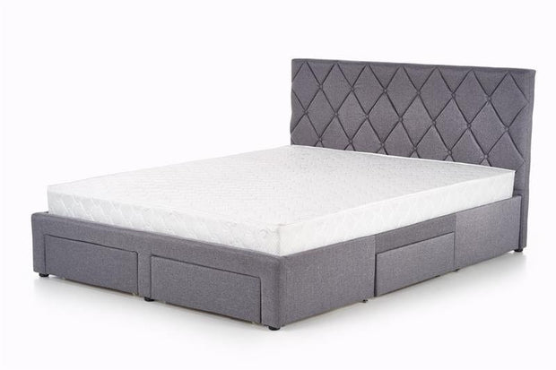 Halmar 200 x 160 cm Pat tapitat cu stofa si 4 sertare Bretania Gri