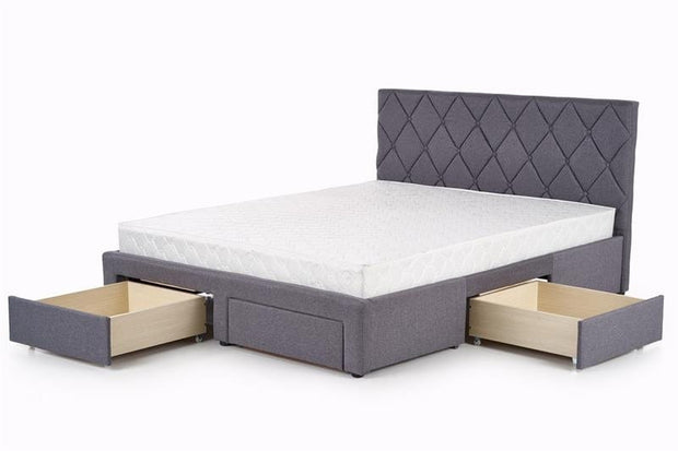 Halmar 200 x 160 cm Pat tapitat cu stofa si 4 sertare Bretania Gri