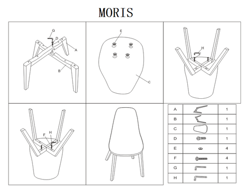 Set 4 scaune Morisbujsz Gri deschis