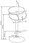 Scaun de bar din pal, tapitat cu piele ecologica si picior metalic, Hoku-44 Crem / Nuc, l53xA51xH93-115 cm (1)