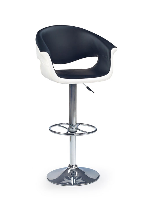 Halmar Scaun de bar tapitat cu piele ecologica, cu picior metalic Hoku-46 Negru / Alb, l60xA52xH93-115 cm