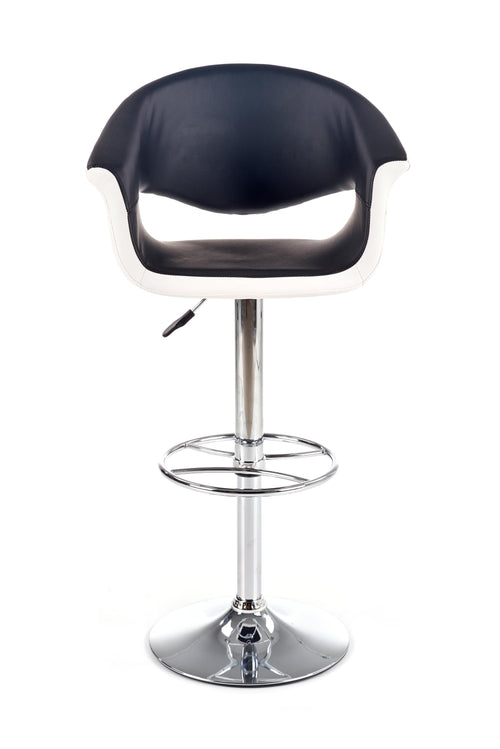 Halmar Scaun de bar tapitat cu piele ecologica, cu picior metalic Hoku-46 Negru / Alb, l60xA52xH93-115 cm