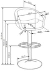 Halmar Scaun de bar tapitat cu piele ecologica, cu picior metalic Hoku-46 Negru / Alb, l60xA52xH93-115 cm