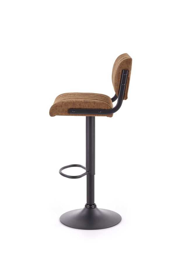 Halmar Scaun de bar tapitat cu piele ecologica, cu picior metalic Hoku-88 Maro / Negru, l39xA46xH89-109 cm