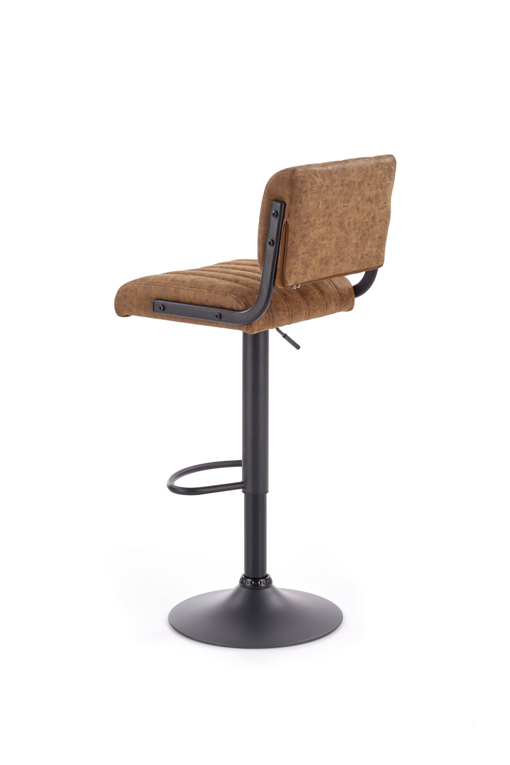 Halmar Scaun de bar tapitat cu piele ecologica, cu picior metalic Hoku-88 Maro / Negru, l39xA46xH89-109 cm