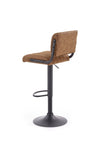 Halmar Scaun de bar tapitat cu piele ecologica, cu picior metalic Hoku-88 Maro / Negru, l39xA46xH89-109 cm