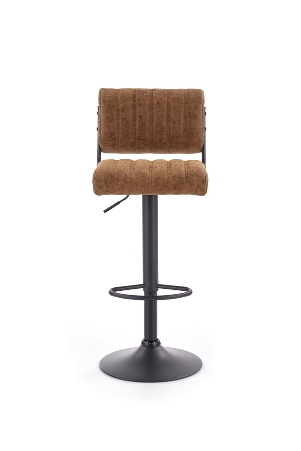 Halmar Scaun de bar tapitat cu piele ecologica, cu picior metalic Hoku-88 Maro / Negru, l39xA46xH89-109 cm