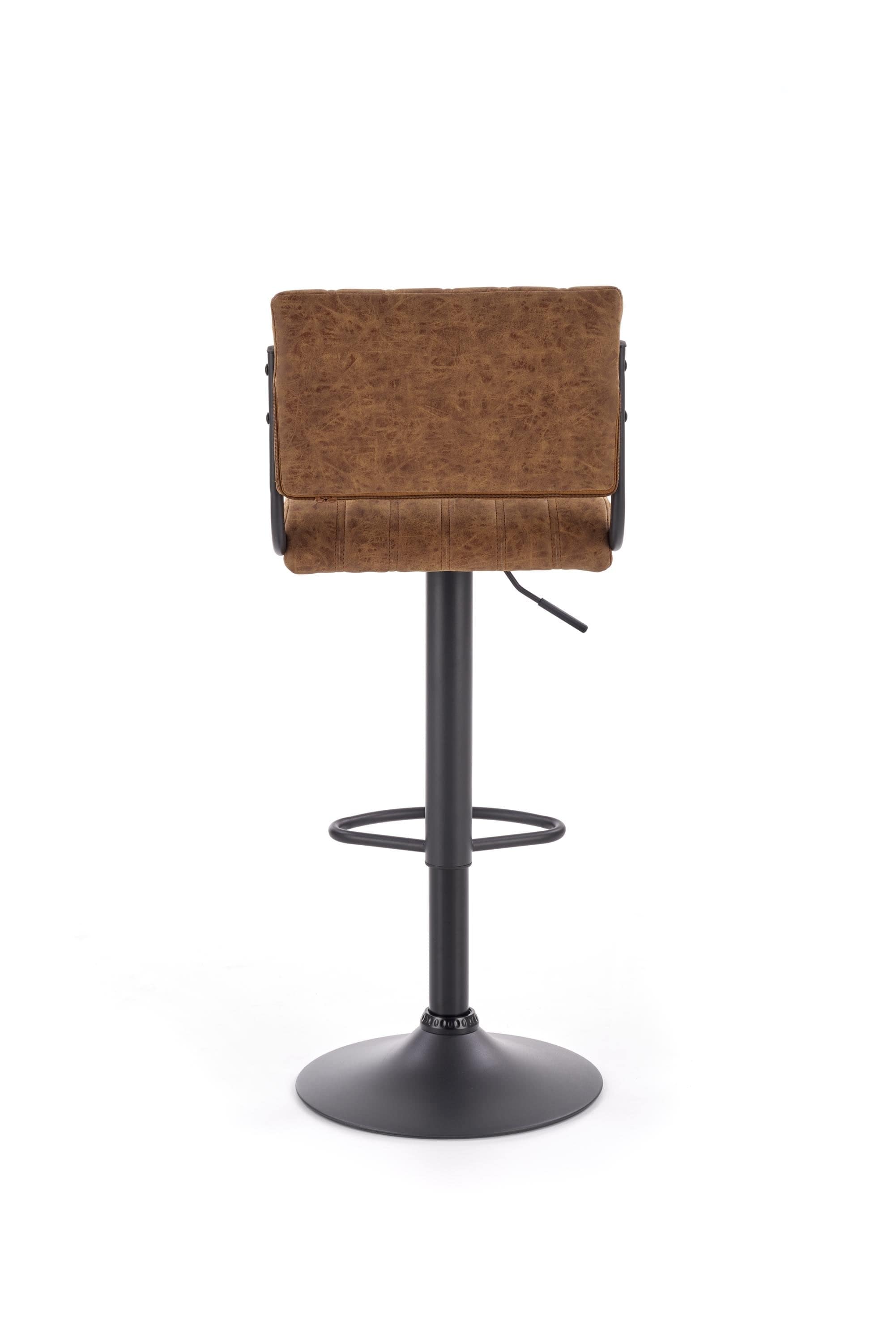 Halmar Scaun de bar tapitat cu piele ecologica, cu picior metalic Hoku-88 Maro / Negru, l39xA46xH89-109 cm