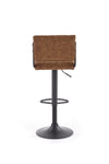 Halmar Scaun de bar tapitat cu piele ecologica, cu picior metalic Hoku-88 Maro / Negru, l39xA46xH89-109 cm
