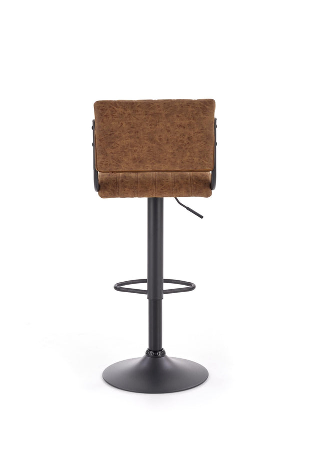 Halmar Scaun de bar tapitat cu piele ecologica, cu picior metalic Hoku-88 Maro / Negru, l39xA46xH89-109 cm