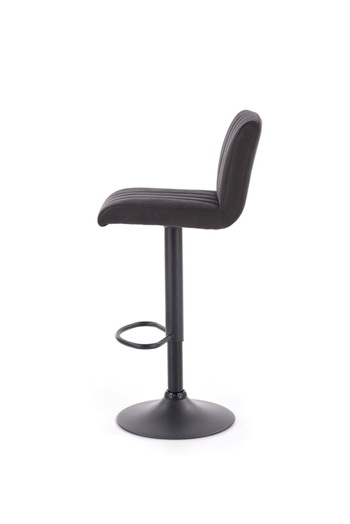 Scaun de bar tapitat cu piele ecologica, cu picior metalic Hoku-89 Gri inchis / Negru, l41xA48xH88-108 cm (1)