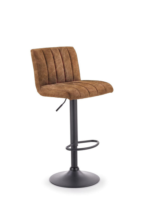 Scaun de bar tapitat cu piele ecologica si picior metalic, H89 Maro / Negru, l41xA48xH88-108 cm